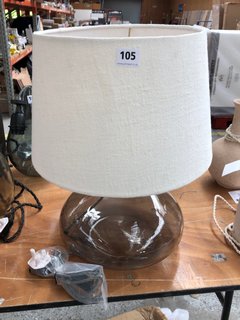 MEDIUM TABLE LAMP WITH CLEAR GLASS & NATURAL SHADE: LOCATION - B6