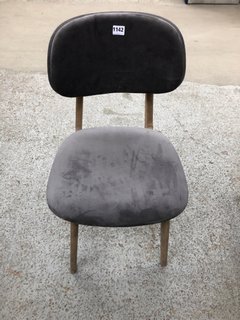 BARI DINING CHAIR IN GREY VELVET WITH WOODEN FRAME - RRP £198: LOCATION - D2
