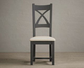 XBACK/CROSSLEY CHAIR - CHARCOAL PAINTED - PAIRS - RRP £410: LOCATION - A4
