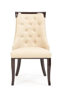 FRANCESCA CREAM FAUX LEATHER DINING CHAIRS - PAIRS - RRP £430: LOCATION - A4