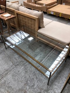 NKUKU IRON & GLASS COFFEE TABLE IN BRASS RRP - £695: LOCATION - A6