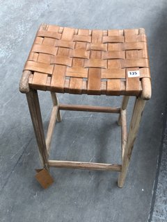 NKUKU ADEMBI LEATHER COUNTER STOOL IN NATURAL RRP - £295: LOCATION - A6