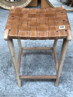 NKUKU ADEMBI LEATHER COUNTER STOOL IN NATURAL RRP - £295: LOCATION - A7