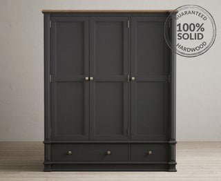 LAWSON/BEWLEY CHARCOAL TRIPLE WARDROBE - RRP £1449: LOCATION - A4 (KERBSIDE PALLET DELIVERY)