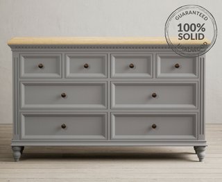 FRANCIS/PHILIPPE LIGHT GREY WIDE CHEST OF DRAWERS RRP £729: LOCATION - A4