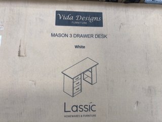 CLASSIC VIDA DESIGNS MASON 3 DRAWER DESK - WHITE: LOCATION - C3