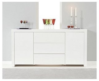 HAMPSTEAD/HER 2 DOOR 3 DRAWER WHITE HIGH GLOSS SIDEBOARD - ALSO SEE PT36098JP - RRP £729: LOCATION - A4