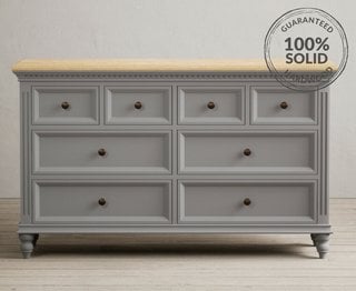FRANCIS/PHILIPPE LIGHT GREY WIDE CHEST OF DRAWERS RRP £729: LOCATION - A5