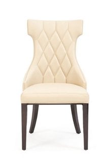 SOPHIA CREAM FAUX LEATHER DINING CHAIR RRP - £245: LOCATION - A5