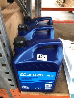 (COLLECTION ONLY) 3 X ROTAR ECOFLUID ISO 46 MINERAL LUBRICANT 3.8L: LOCATION - BR9