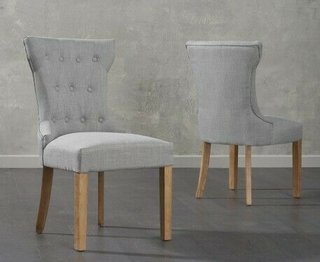 CLARA/ELLEN GREY FABRIC DINING CHAIRS - PAIRS - RRP £410: LOCATION - A6
