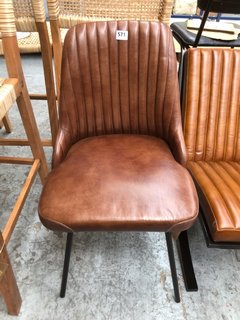 NKUKU HARSHA LEATHER DINING CHAIR IN CHOCOLATE BROWN RRP - £325: LOCATION - A7