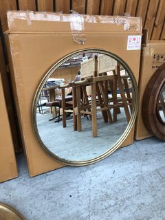 NKUKU ALMORA LARGE ROUND MIRROR IN ANTIQUE BRASS RRP - £325: LOCATION - A7