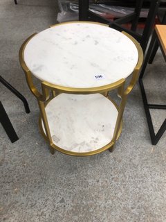 MOAH WHITE MARBLE SIDE TABLE RRP - £429: LOCATION - B6