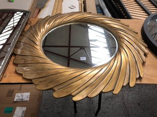 CLAREMONT CONTEMPORARY ROUND WALL MIRROR IN GOLD: LOCATION - B6