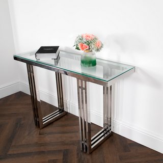 ZURICH SILVER PLATED CONSOLE TABLE RRP - £460: LOCATION - B6