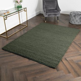 GREEN KNITTED LARGE RUG SIZE : 160 X 230CM RRP - £260: LOCATION - B6