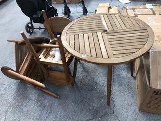 WOODEN GARDEN TABLE + 4 CHAIRS: LOCATION - C7