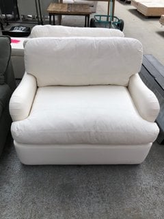 LOAF.COM JONESY LOVESEAT SOFA BED IN BUTTERMILK BRUSHED COTTON RRP - £1655: LOCATION - B3