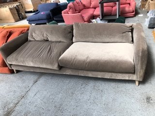 LOAF.COM SQUISHY MEISTER 4 SEATER SOFA IN TEA BAG CLEVER VELVET RRP - £2685: LOCATION - B4