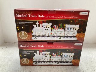 2 X CHRISTMAS WORKSHOP MUSICAL TRAIN RIDE LED LIGHT DECORATIONS: LOCATION - A12