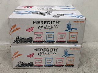 2 X BOXES OF MEREDITH AND DREW 100 MINI BISCUIT PACKS BB: 12/23 (SOME ITEMS MAY BE PAST SELL BY): LOCATION - D2