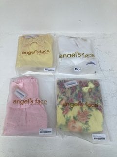 4 X ASSORTED ANGELS FACE CHILDRENS CLOTHING TO INCLUDE CHERISH TOP AND SHORTS SET IN SNOWDROP SIZE: 4 - 5 YRS: LOCATION - A3