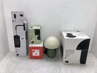 5 X ASSORTED JOHN LEWIS AND PARTNERS LIGHT ITEMS TO INCLUDE MUSHROOM LED TOUCH TABLE LAMP: LOCATION - D4