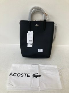 LACOSTE LOGO PRINT VERTICAL SHOPPING BAG IN BLACK RRP - £105: LOCATION - WHITE BOOTH
