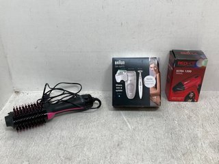 3 X ASSORTED BEAUTY ITEMS TO INCLUDE RED HOT ULTRA 1200 TRAVEL HAIR DRYER: LOCATION - B2