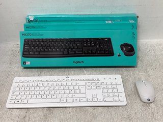 4 X ASSORTED KEYBOARDS TO INCLUDE HP CONNECTOR MOUSE IN WHITE: LOCATION - B8