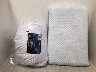2 X ASSORTED BED ITEMS TO INCLUDE NIGHT COMFORT ANTI ALLERGY ALL SEASON DUVET: LOCATION - B9