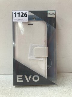QTY OF EVO WHITE FAUX LEATHER FLIP CASES FOR IPHONE 11 PRO: LOCATION - AR5