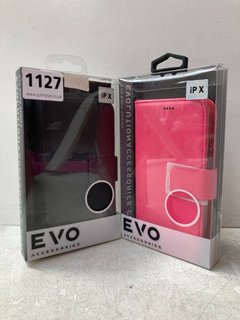 QTY OF EVO BLACK & PINK FAUX LEATHER FLIP CASES FOR IPHONE X: LOCATION - AR5