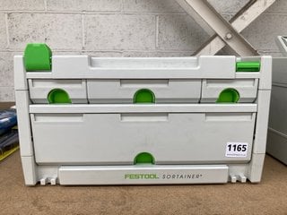 FESTOOL SORTAINER HARD GREY/GREEN STORAGE CARRY UNIT WITH DRAWERS: LOCATION - AR8