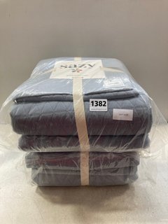 2 X SAZY SOLID COLOUR GREY BEDSPREAD & PILLOW CASES 250X260: LOCATION - BR3
