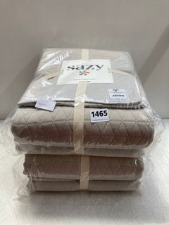2 X SAZY SOLID STONE COLOUR BEDSPREAD & PILLOW CASES 250X260: LOCATION - BR6