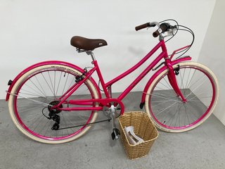 RALEIGH PINK LADIES CYCLE WITH STAND & FRONT BASKET: LOCATION - A3