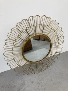 JOHN LEWIS & PARTNERS ROUND GOLD WIRE SURROUND WALL MIRROR: LOCATION - A4