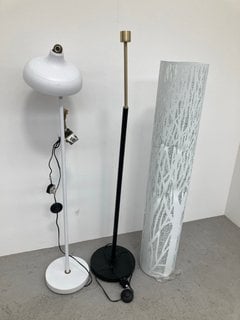 JOHN LEWIS & PARTNERS LIGHTING ITEMS TO INCLUDE DEVON FLOOR LAMP IN MATT WHITE FINISH & BLACK & GOLD FLOOR STANDING LAMP: LOCATION - A4