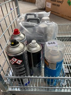(COLLECTION ONLY) QTY OF ASSORTED ITEMS TO INCLUDE HYCOTE CLEAR LACQUER SPRAY & 3M INDUSTRIAL CLEANER SPRAY: LOCATION - B8