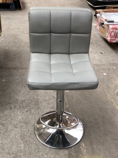 GREY FAUX LEATHER BAR STOOL WITH CHROME BASE: LOCATION - A5