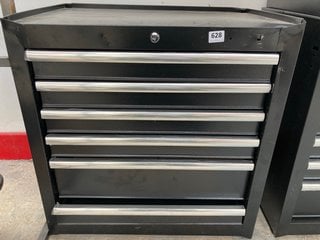 6 DRAWER LARGE METAL TOOL STORAGE UNIT IN BLACK WITH SILVER HANDLES: LOCATION - A1