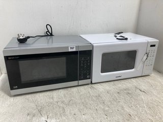 2 X MICROWAVE OVENS TO INCLUDE SILVER COLOUR SHARP & WHITE COMFEE: LOCATION - BR16