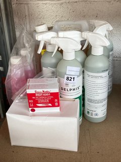 (COLLECTION ONLY) QTY OF ASSORTED ITEMS TO INCLUDE DELPHIS ANTI BACTERIAL SANITISER & CARBON STEEL BLADES (PLEASE NOTE: 18+YEARS ONLY. ID MAY BE REQUIRED): LOCATION - BR17