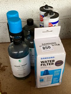 (COLLECTION ONLY) QTY OF ASSORTED ITEMS TO INCLUDE SAMSUNG WATER FILTER & MERINO WASH LIQUID: LOCATION - BR18
