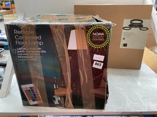 2 X LIGHTING ITEMS TO INCLUDE REMOTE CONTROLLED FLOOR LAMP & JOHN LEWIS & PARTNERS LED SEMI FLUSH 3 LIGHT CEILING LIGHT: LOCATION - BR19