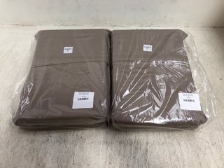 2 X CHARLES 100% TURKISH COTTON SATEEN 210 TC DUVET COVER SET, BROWN - BEIGE, DOUBLE SIZE - COMBINED RRP £110: LOCATION - BR4