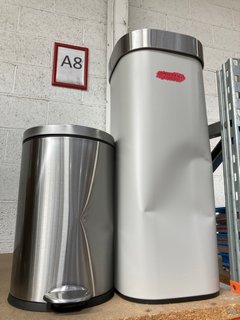 2 X ASSORTED JOHN LEWIS & PARTNERS PEDAL BINS TO INCLUDE 12L BATHROOM PEDAL BIN IN STAINLESS STEEL FINISH: LOCATION - AR17
