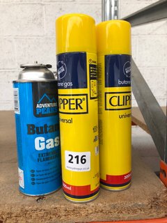 (COLLECTION ONLY) 5 X CLIPPER BUTANE GAS 300ML TO INCLUDE 4 X ADVENTURE PEAKS BUTANE GAS (PLEASE NOTE: 18+YEARS ONLY. ID MAY BE REQUIRED): LOCATION - AR14